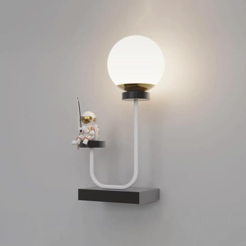 Luces de pared lideradas para niños para dormitorio a mediados de siglo aplique de pared moderna con lámpara de luna de vidrio lámpara de pared de la pared de la pared montado en la pared para niños.