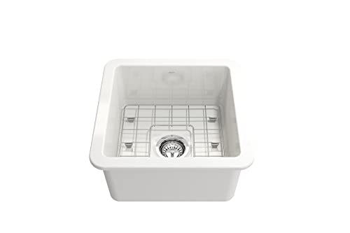 Bocchi Sotto Dual-Mount Fireclay 18 In. Single Bowl Bar Sink With Protective Bottom Grid And Strainer In White #TOP7