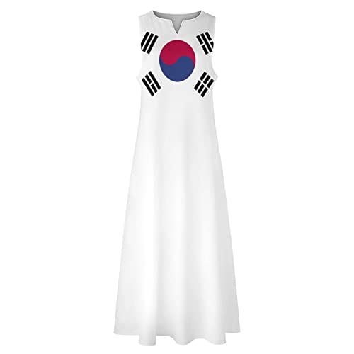 Image of TAIZIYEAH Long Dress Elegant Casual Long Dress Korean Flag Girls Summer Sunshine Beach Skirts for Womens S