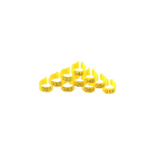 100 peças de anéis de perna de frango, 16 mm 001-100 faixas de perna de aves de capoeira numeradas C
