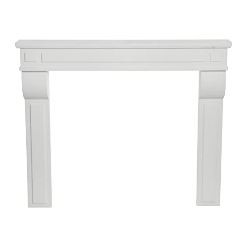 Image of Creative Co-Op Lodge Decorative Fireplace Mantel, Flat Paintable White