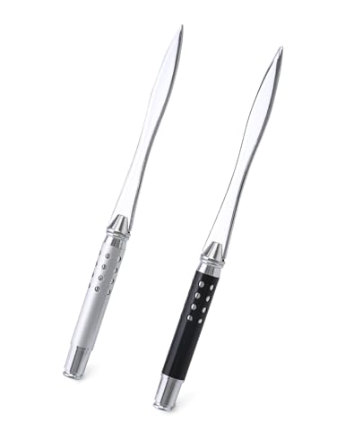 QWORK 2 Pack Metal Letter Opener - Ergonomic Grip Envelope Slitter, Envelope Opener with Safe Edge,...