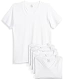 Reebok Mens Undershirts - 5 Pack Soft Cotton Short Sleeve Crewneck and V Neck Tshirts Mens Basic Undershirts Pack, Size X-Large, V-Neck White