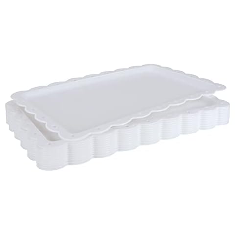 ASelected 12PCS White Plastic Serving Trays Cover