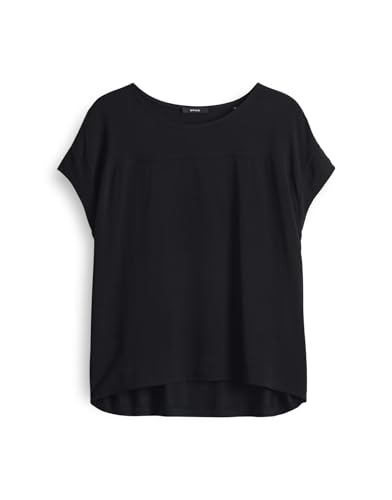 OPUS Damen Kurzarmshirt | Jerseyshirt SESONNE Regular im Materialmix Black, 44