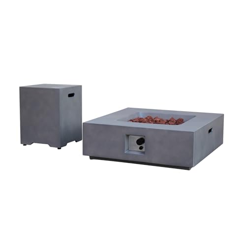 Grand Patio Outdoor Propane Fire Table Set, Rectangle Concrete 35inch