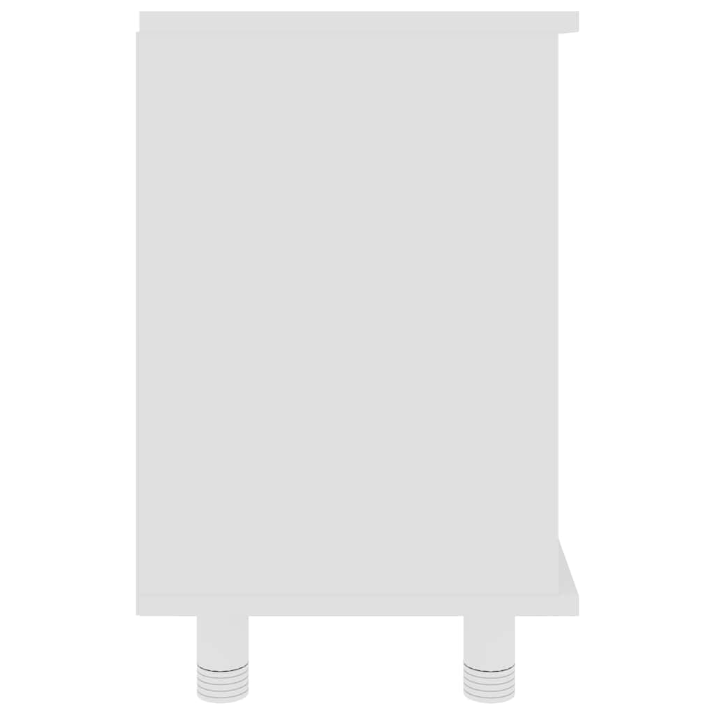 Armadietto da bagno bianco in legno 60 x 32 x 53,5 cm con 7 scomparti e porta, salvaspazio per set di mobili da bagno, per riporre e riporre oggetti nel WC degli ospiti o lavanderia
