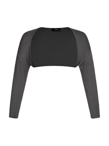 CIDER Solid Collarless Long Sleeve Crop Shrug Curve & Plus