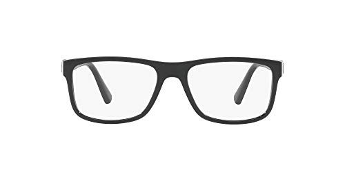 Polo Ralph Lauren Men's PH2184 Rectangular Prescription Eyewear Frames, Shiny Black/Demo Lens, 55 mm Polo Ralph Lauren Men's PH2184 Rectangular Prescription Eyewear Frames, Shiny Black/Demo Lens, 55 mm