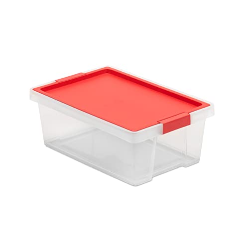 Image of TATAY Plastic Storage Box with Lid 7L Multipurpose - Style | Lid with Hinges Included | Stackable and Lightweight Design | BPA Free Plastic | 25x36x13.5 cm, Red
