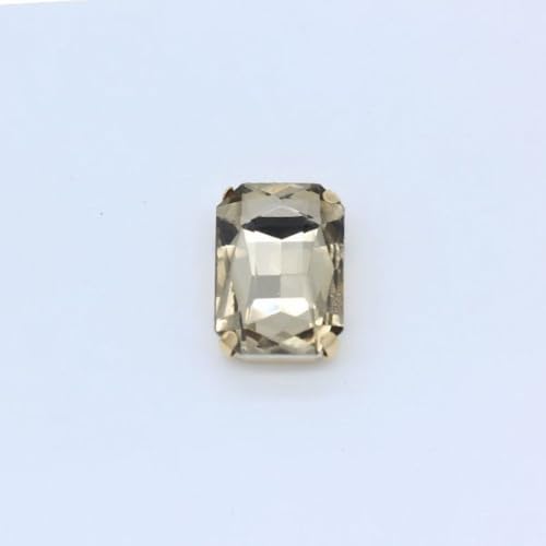 All-Size 24- Colors Flatback Rectangle Sew On Strass Glass Gemstone Sewing Crystal Rhinestone Gold Claw Button For Wedding Dress - (Color: Coffee/Size: 12Pcs 13X18Mm)