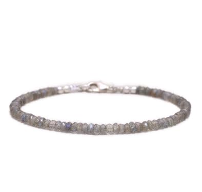 Bracelet labradorite 4mm argent 925 fine layering perles facettées 7''