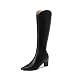 Bottes À Talons Hauts pour Femmes Mid Mollet Bottes d'hiver Roughd Bottes d'hiver Sexy Cuir Zip Cuir 28-48,Noir,28EU