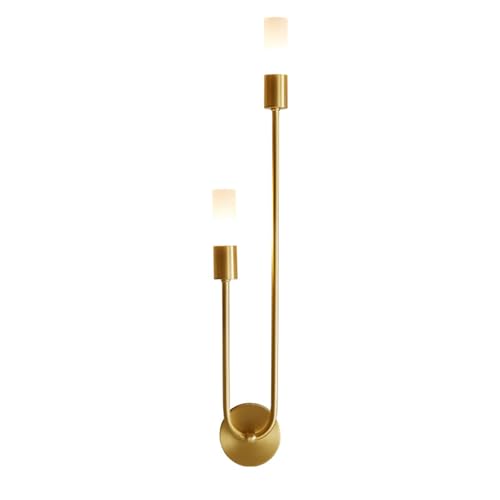 ZRBBRE Aplique de pared de latón dorado de 550 mm, lámpara de pared G9 de 2 luces para mesita de noche o sala de estar (Izquierda)