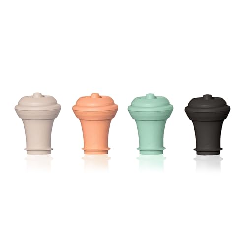 Vacu Vin Wine Saver Vacuum Stoppers - Airtight Seal for Opened Bottles to Preserve the Freshness Up to 10 Days - Easy to Use Perfect for Every Occasion, Set of 4 - Multicolor