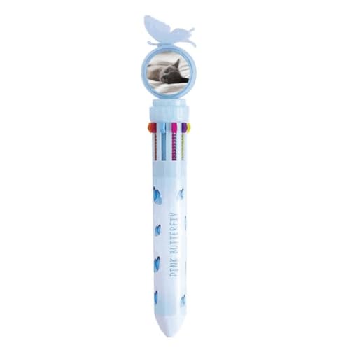 Stylo à bille rétractable multicolore chat gris pour éviter de perdre ses fournitures scolaires