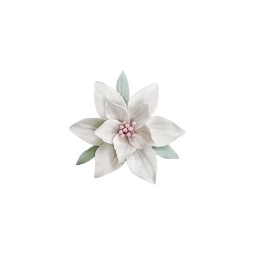 Image of Ceramic Flower Wall Art Decor, Artificial Flower Wall Sculpture,Handmade Ceramic Flowers for Home,Hallway,Living Room, Kitchen,Bathroom (White,Magnolia, 2.76 inch)