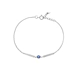 Mesnt Pulseras de moda para mujer, pulsera de cadena de oro blanco de 0,25 quilates con zafiro ovalado y diamantes, Metal, Zafiro Diamante