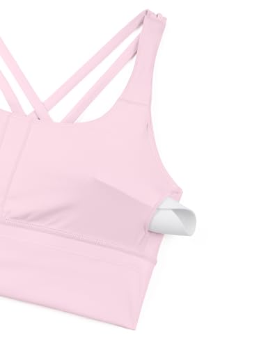 Image of CRZ YOGA Naked Feeling Longline Sports Bras | Medium Support, Removable Pads, Yoga, Sleek, Strappy Back, Scoop Neck, for Women