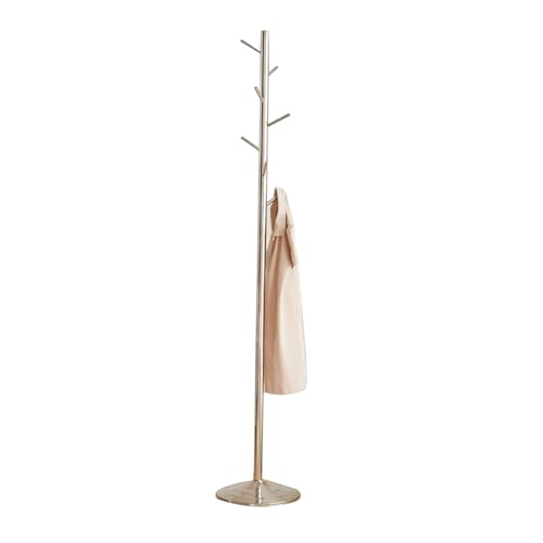 Moderno perchero de metal independiente con 7 ganchos para entrada, sala de estar, dormitorio, árbol plateado para colgar ropa, sombreros, bolsos, elegante perchero de pasillo