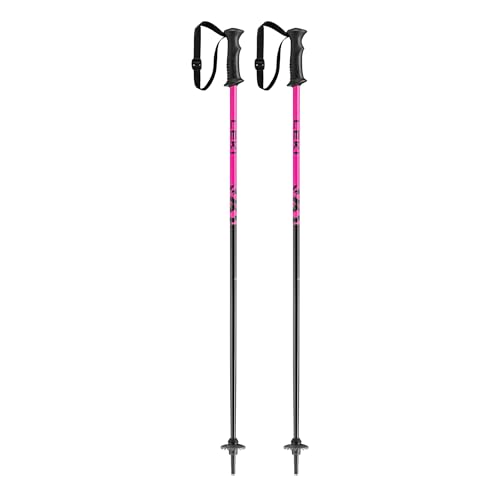 LEKI Bastones de esquí ligeros de aluminio para niños para esquí alpino, negro y rosa, 85 cm