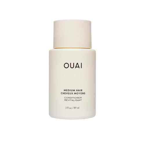 OUAI Medium Conditioner Travel Size - Hydrating Hair Conditioner with Coconut Oil Babassu Oil and Keratin - Strengthens Repairs and Adds Shine - Paraben and Phthalate Free Hair Care Products (3 Oz)