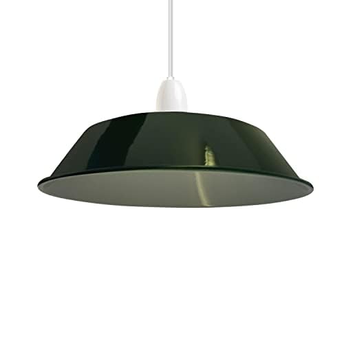 Modern Painted Ceiling Light Shade, Industrial Metal Lamp Shades, Non Electric Bulb Guard Vintage Lampshade for Kitchen, Living Room, Bedroom (Green - Bowl) โ image 1