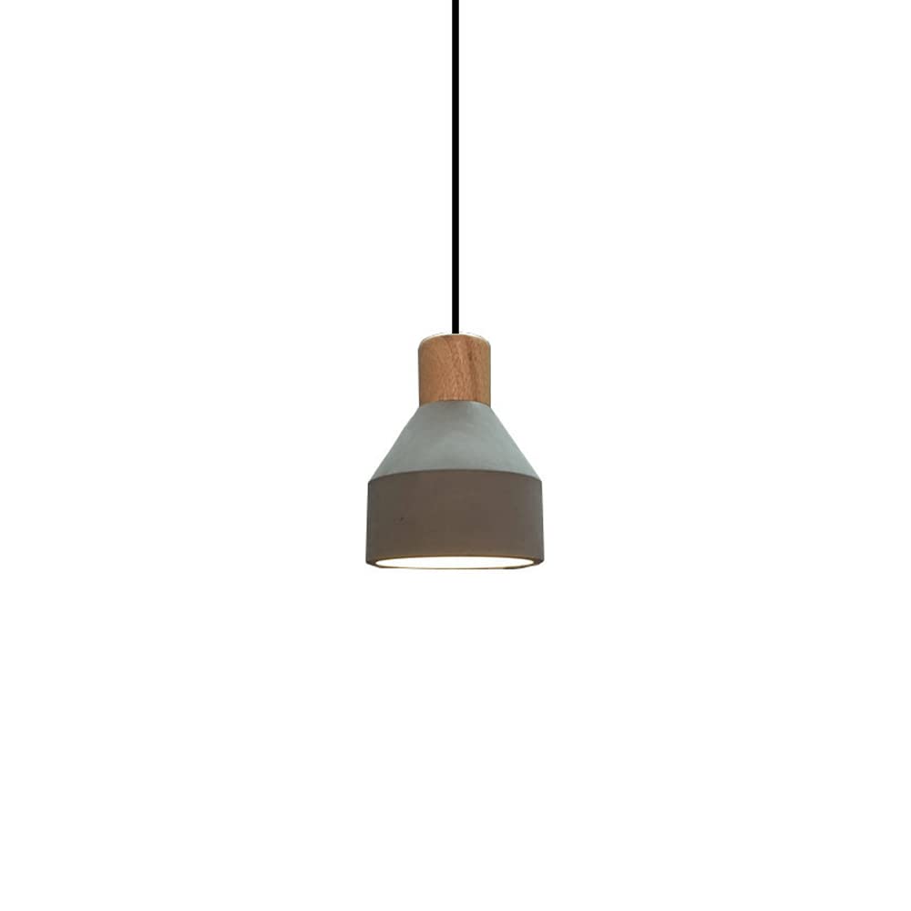 Mini plafonnier industriel moderne avec abat-jour ciment et bois
