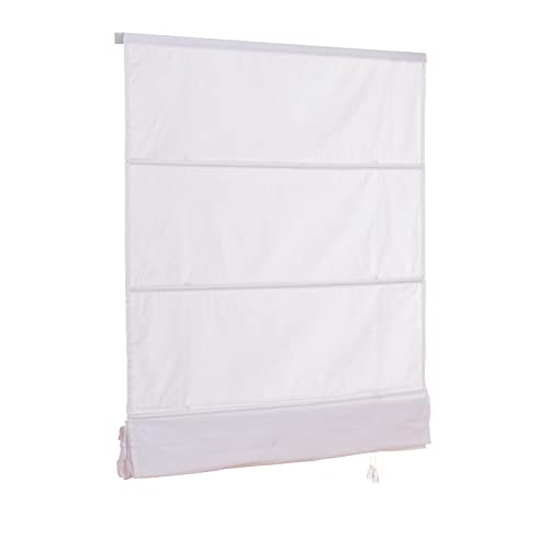 Ventanara® Raffrollo Raffgardine Faltrollo tageslicht durchlässig inkl. Befestigungsträger Größen (weiß, 180 x 160 cm)