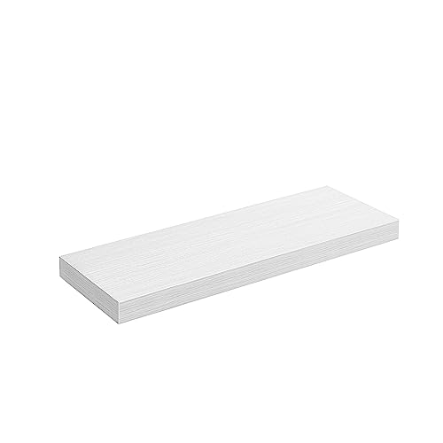 VASAGLE Floating Shelf, Single Wall Shelf for Storage and Display, Wall Mounted, 7.9 x 23.6 x 1.5 Inches, Shelf for Wall Decor, Living Room, Study, Kitchen, Maple White ULWS026W44