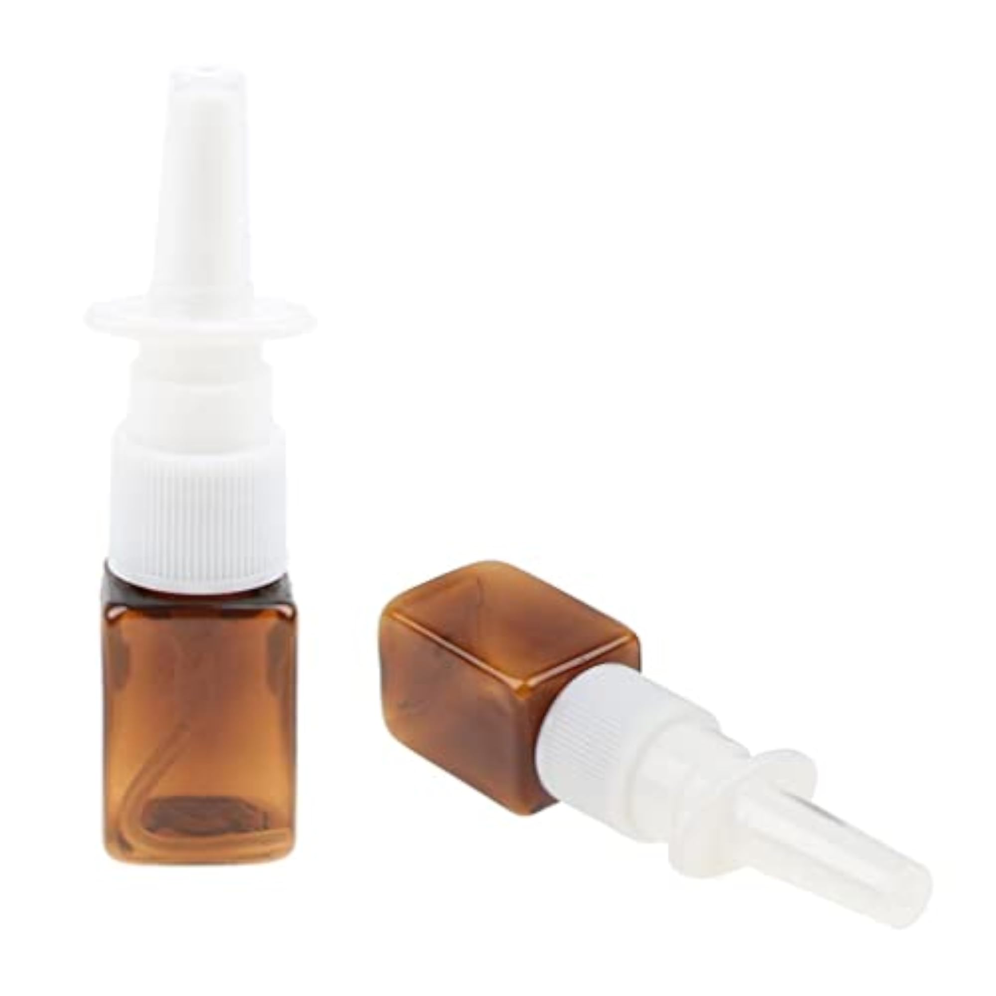 10pcs PVC Empty Refillable Nasal Spray Bottles, Amber