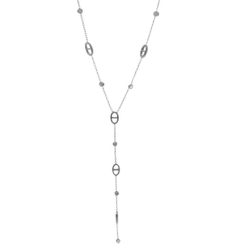 Collier long maille marine femme en Y avec zirconium brillant