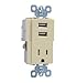 Pass & Seymour TM8USBICC6 USB Charger and Decor Receptacle Ivory TM8USBICC6