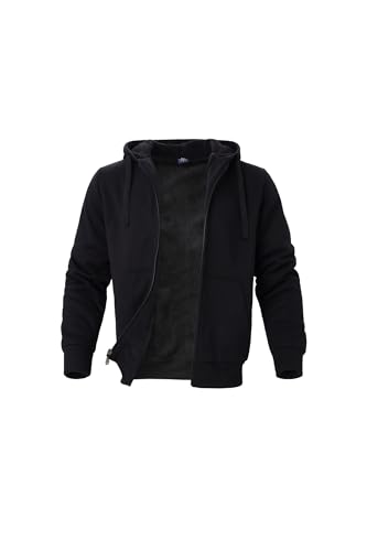 Lee Hanton - Sudadera con capucha y cremallera para hombre (MFJ105-BLACK-L-WE)