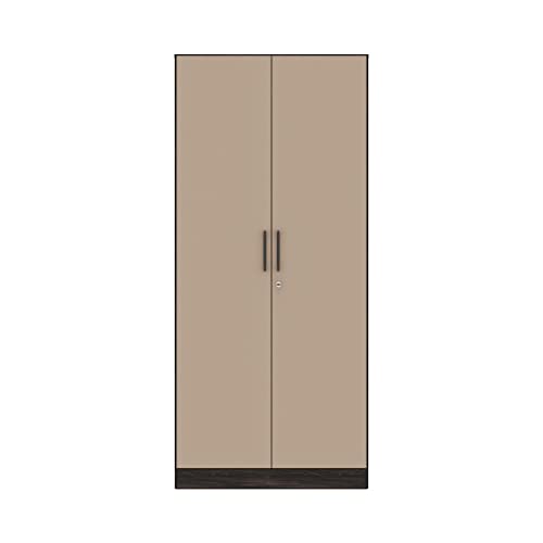 Image of Wakefit Wardrobe | 1 Year Warranty | Engineered Wood Almirah, Cupboard for Clothes Storage | 2 Door, 1 Shelf, 2 Drawers, 1 Hanging Space | Cashmere Plus - Wyoming Maple-Frappe
