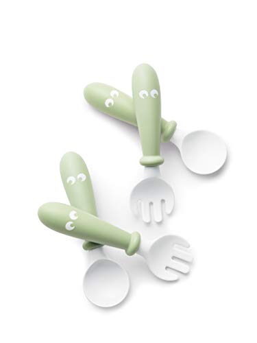 BABYBJÃ–RN Baby Spoon and Fork, 4 Peices, Powder Green