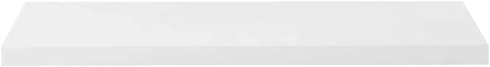 High Gloss White Floating Wall Shelf Set of 2, Modern Honeycomb MDF Ledge Shelves for Living Room, Bedroom, Bathroom Decor, 35.4-inch