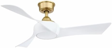 Fanimation Wrap Custom 3 Blade Ceiling Fan 12.46 Inch and 44 Inch Wide with Brushed Satin Brass Finish and Matte White Blades