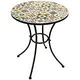 CABEX CO. S.r.l. – Tavolo Rotondo Realizzato In Metallo Verniciato Con Decorazioni In Simil Maiolica Diametro Cm. 60xH73 da Balcone, Terrazzo e Giardino, Modello [760/45]