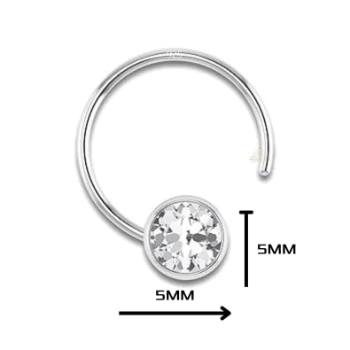 Image of SJ SHUBHAM JEWELLERS 92.5-925 Sterling Silver Round Shape White Cubic Zirconia Prong /Cup Setting Nose Pin Stud for Women Girls Size 2MM 3MM Size Pure Silver