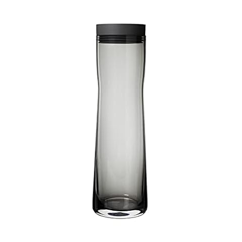 blomus -SPLASH - karafka na wodę ze szkła dymnego, ciemnoszara, pojemność 1 l, pokrywka ze stali nierdzewnej, łatwa obsługa (wys. / szer. / głęb.): 29,5 x 9 x 9 cm, ciemnoszara, 63807)