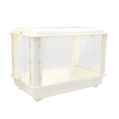 HJJ ハリネズミケージ 小動物ハムスターケージ 飼育ボ ックス パノラマアクリル製 ポータブル 組み立て式 お手入れ簡単 ハリネズミ、シマリス、フクロモモンガ、デグー、モルモット、ウサギに最適 (ホワイト,三面鉄メッシュ+アクリルバックパネル)