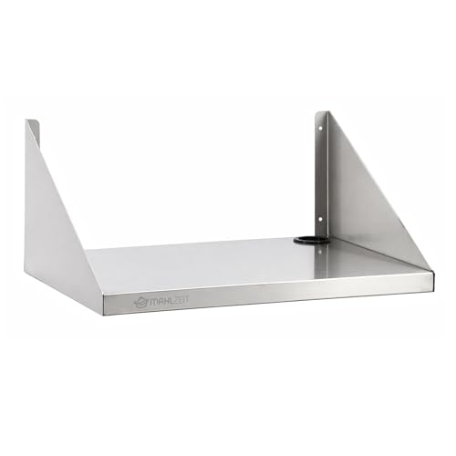 Mahlzeit Edelstahl Mikrowellenregal 55 x 40 cm mit Kabeldurchführung | Mikrowellen Regal Regal Küche Küchenregal Wand | Wandregal Küche Küchenregal hängend Kitchen Shelf Wandregal Edelstahl