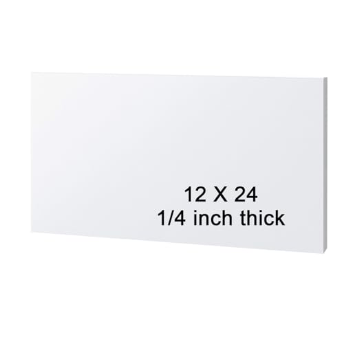 Image of HDPE Sheet 1 /4-12 inch x 24 inch High Density Polyethylene Sheets with Protective Film 1 /4 Thick HDPE Plastic Sheet Board Solid Plastic Block for Flat Panel DIY Projects Machining Home (White)