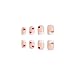 24 Pcs Valentines Press on Nails Short Fake Nails Nude Pink False Nails French Nails with Heart Designs Glossy Full Cover Square Nails Stick on Nails Reusable Nails for Women Girls Valentines Nails