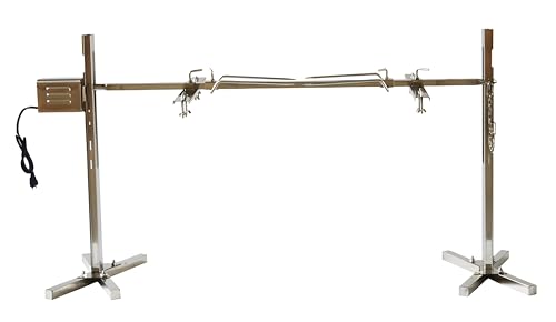 BANFLUXION 110V Rotisserie Grill Kit 90 LBS Stainless Steel BBQ Rotisserie Grill Roaster Stand Electric Roaster Tripod with 15W Motor for Roasted Pig, Lamb and Chicken Height Adjustable