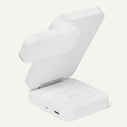 Amazon Basics MagSafe-Ladestation, Qi2.2-Zertifiziertes Kabelloses 3-in-1-Ladegerät, 25W, Faltbarer Ständer für iPhone 17/16/15/14/13/12… – Ansicht 3