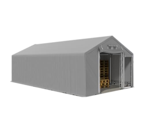 Das Company Lagerhalle 4x10x3m grau extra dauerhaft feuersicher wasserdicht ganzjährig Industriezelt haltbar Stahlseile 600g/m² PVC Polar SFR - Pavillon, Winterzelt, Zeltgarage - Lagerzelt