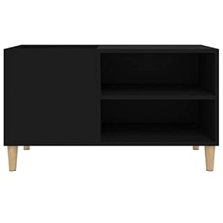 JUNZAI Armoire à disques noir 84,5x38x48 cm bois d'ingénierie,Meuble Platine Vinyle,Porte Vinyle,Rangement Vinyle – Image 6