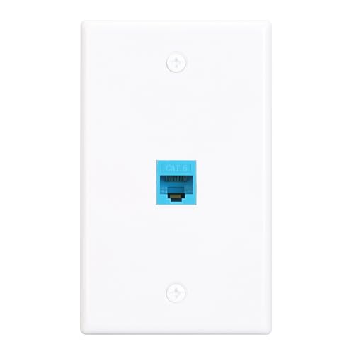 1 Port Ethernet Wall Plate,Cat6 Wall Plate with RJ45 Keystone Coupler Female to Female,Easy-install Solution for Data Cable Connections(1 Pack)